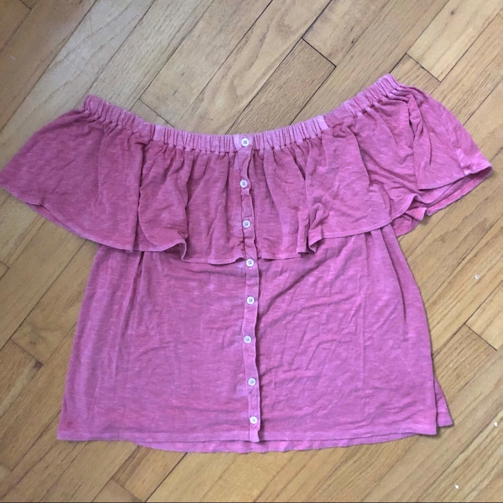 American Eagle Pink Off the Shoulder Top